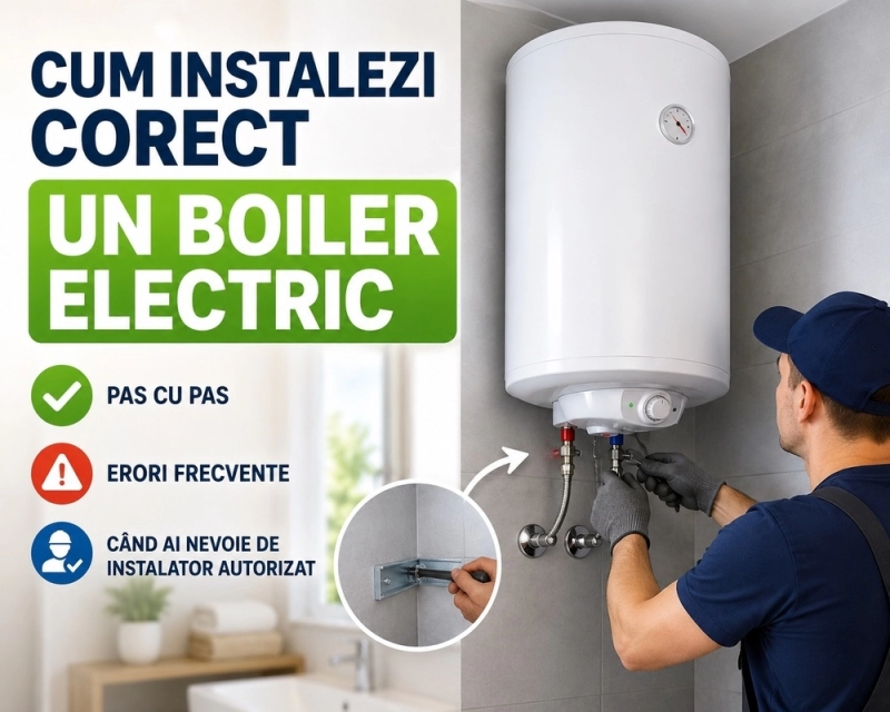 Cum instalezi corect un boiler electric — pas cu pas, erori frecvente și când ai nevoie de instalator autorizat