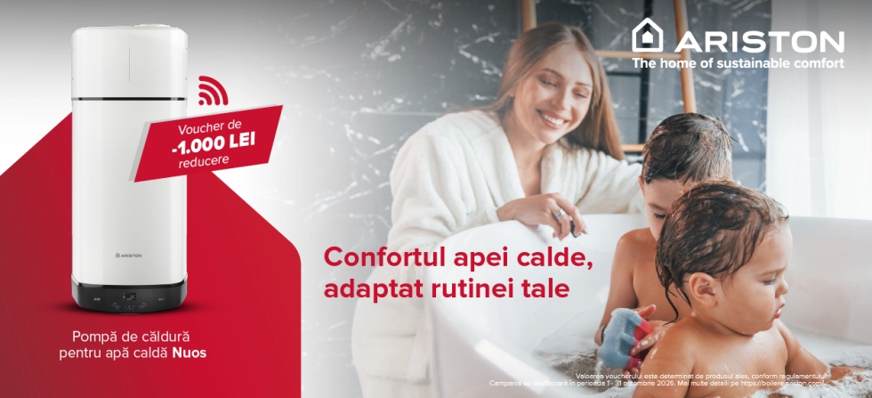 voucher 1000 ron boiler pompa caldura Ariston nuos